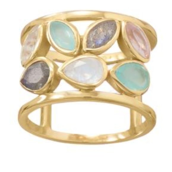 14 KT Gold Plated Silver Gemstone Ring